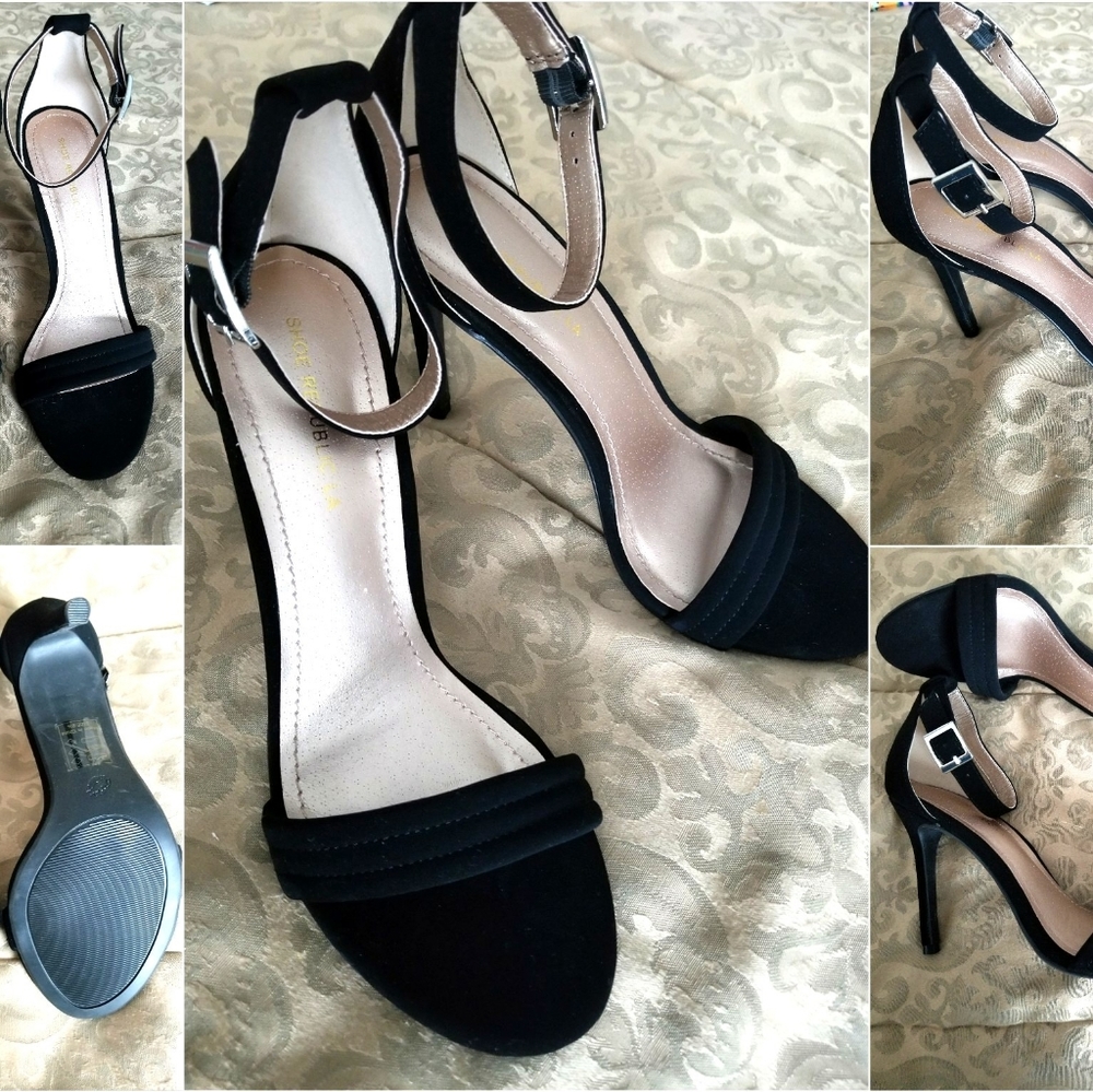 Emily Black Single Strap Heels